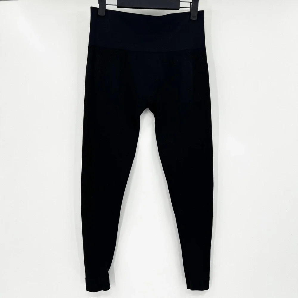 SET ACTIVE High Waisted Leggings Black Seamless Activewear Athleisure Size L